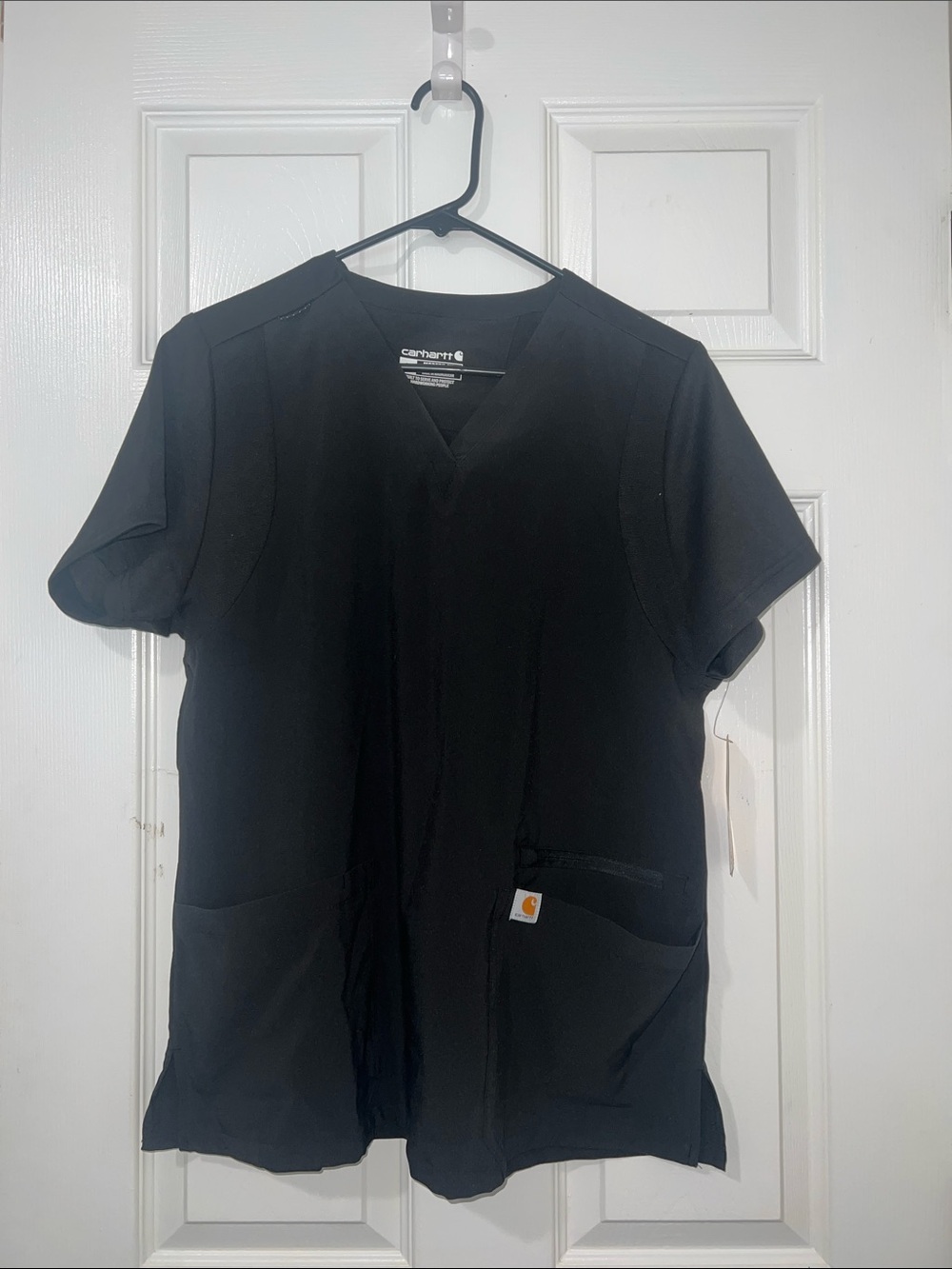 Carhartt Black V-Neck Scrub Top with Front Pockets